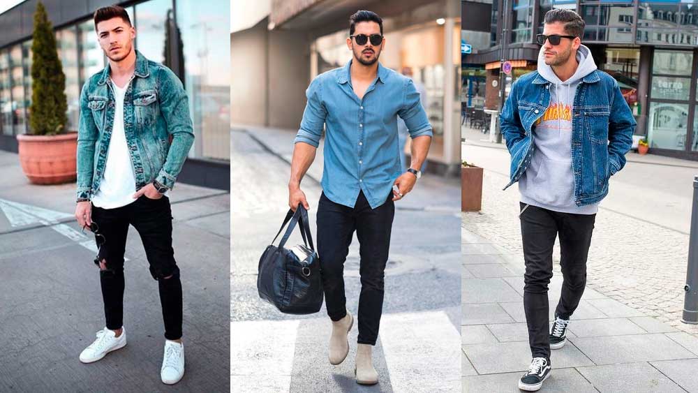 Calça Jeans Preta Masculina Com Jaqueta